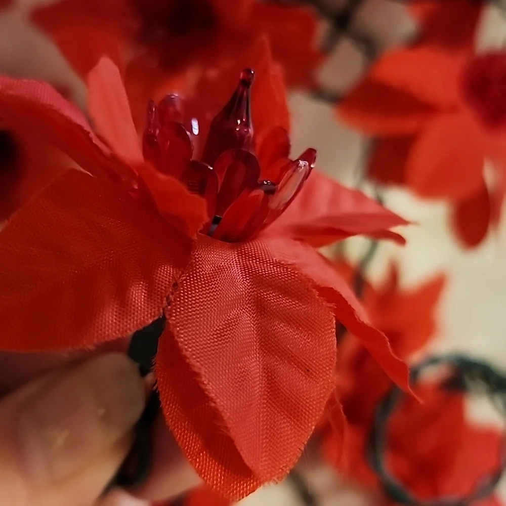 Vintage Silk Poinsettia lights